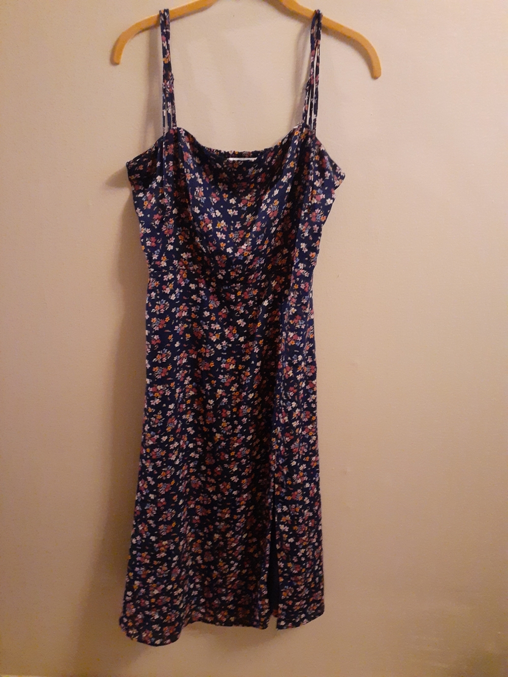 Floral Navy Slip Dress with Spaghetti Straps